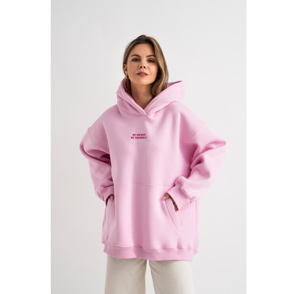 Mirons Bluza Hoodie Be Unique Pink Różowy Oversize