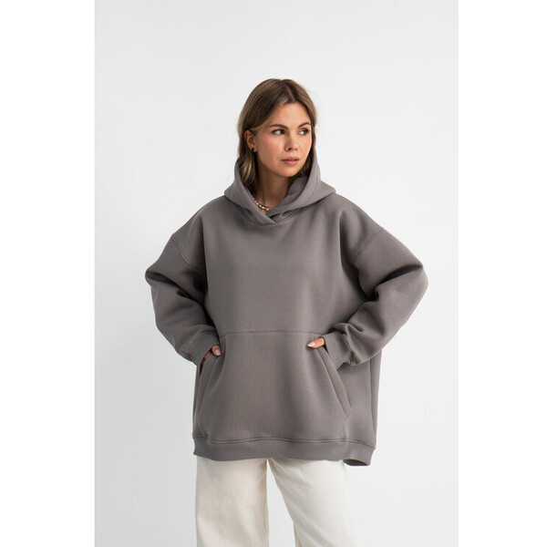 Mirons Bluza Hoodie Cement Szary Oversize