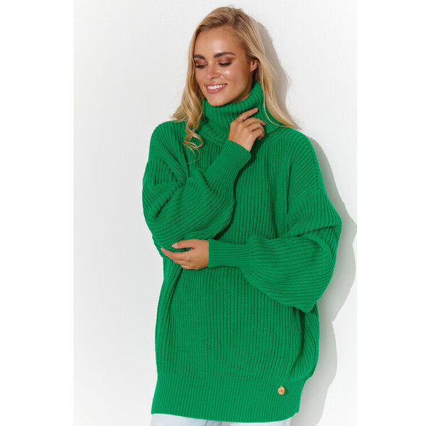 Makadamia Sweter S136 ZIELONY Zielony Over Fit