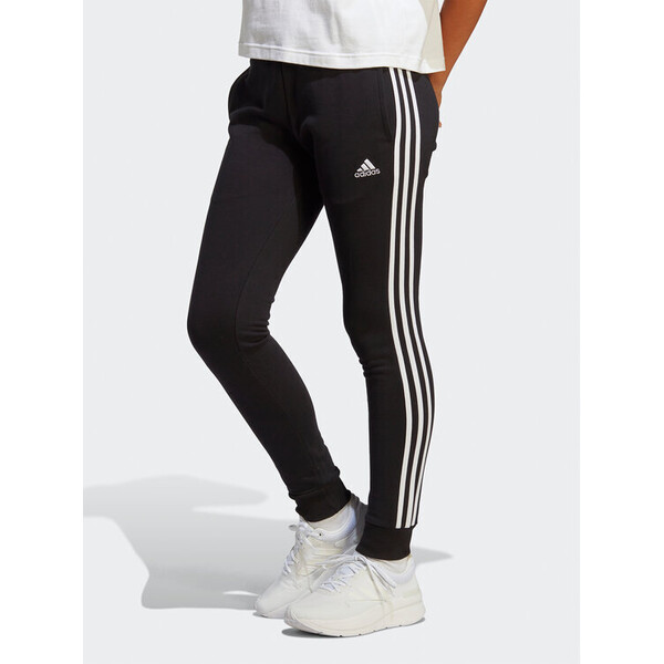 adidas Spodnie dresowe Essentials 3-Stripes French Terry Cuffed Joggers IC8770 Czarny Slim Fit