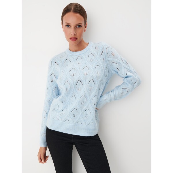 Mohito Niebieski sweter z ozdobnym splotem 7628W-05X