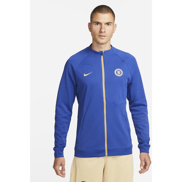 Męska dzianinowa kurtka piłkarska z zamkiem na całej długości Nike Chelsea F.C. Academy Pro DV5046-495