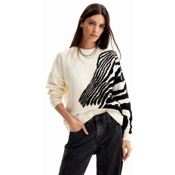Desigual Sweter oversize zebra 23WWJF101001