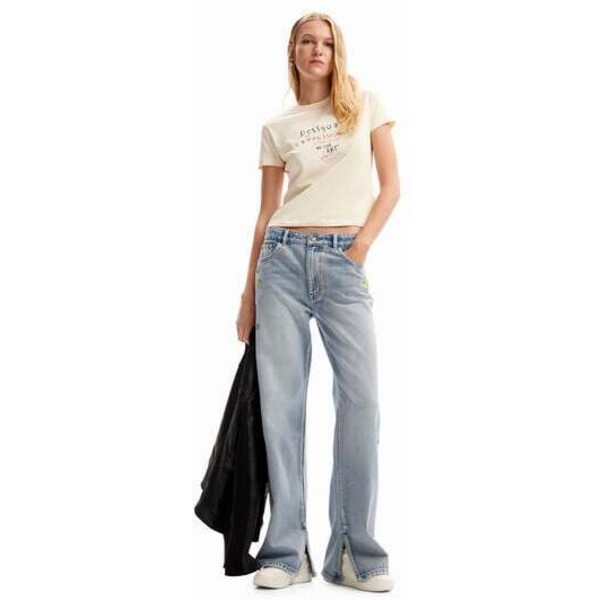 Desigual Spodnie dżinsowe Wide leg Smiley® 23WWDD855053