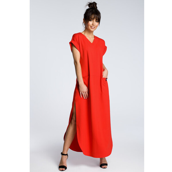 BeWear Sukienka codzienna B065 Czerwony Flare Fit