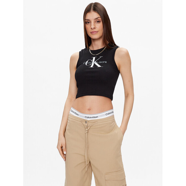 Calvin Klein Jeans Top J20J221521 Czarny Slim Fit