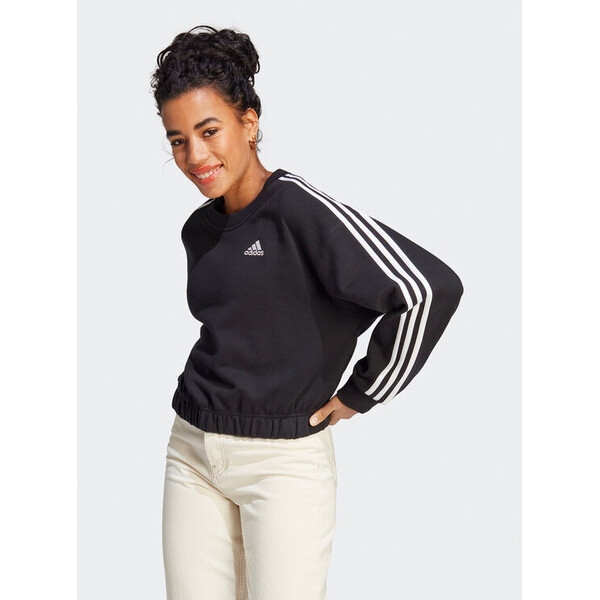 adidas Bluza Essentials 3-Stripes Crop Sweatshirt HR4926 Czarny Loose Fit