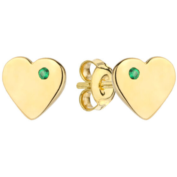 Fugart Kolczyki Kolczyki złote serca z zielonymi cyrkoniami FUG7-25-K00598-2 Złoty