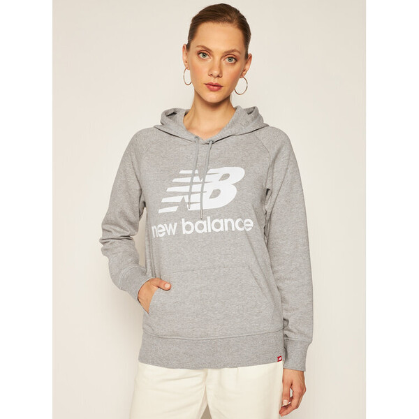 New Balance Bluza Esse po Hoodie NBWT0355 Szary Relaxed Fit