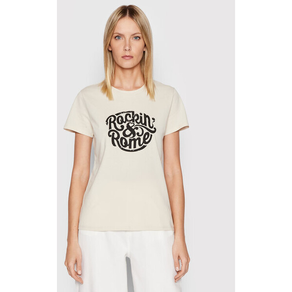 Pinko T-Shirt UNIQUENESS Olmo 1Q10D0 Z414 Beżowy Regular Fit