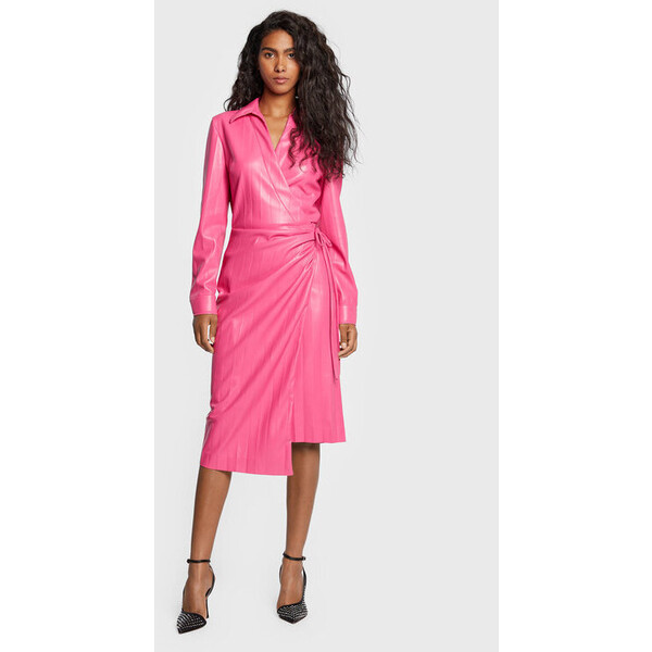 MSGM Sukienka z imitacji skóry 3341MDA04P 227615 Różowy Regular Fit