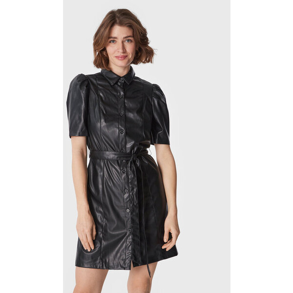 DKNY Sukienka z imitacji skóry DD1G4074 Czarny Regular Fit