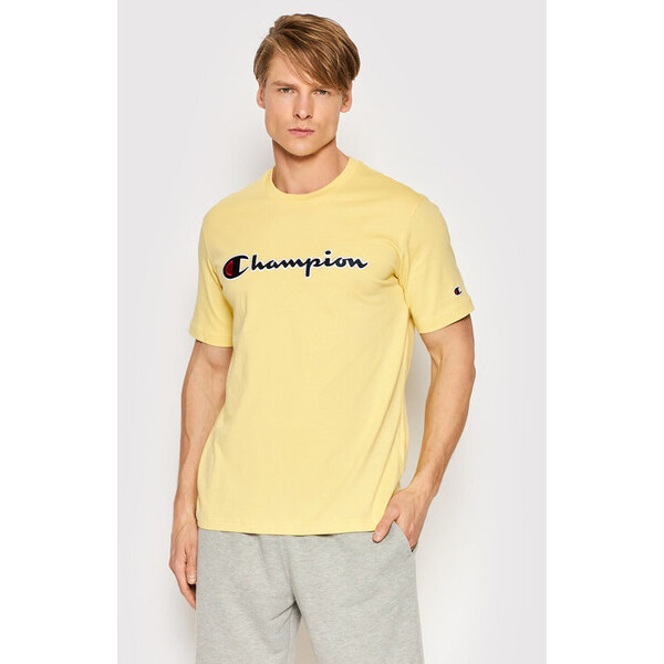 Champion T-Shirt Embroidered 217814 Żółty Regular Fit