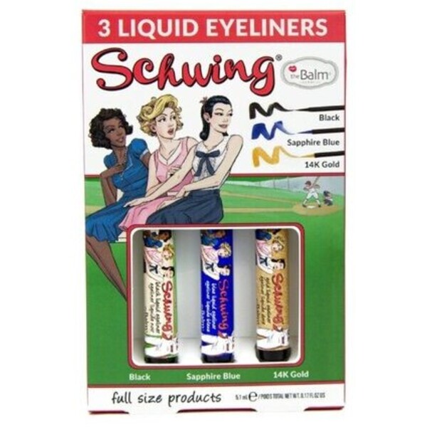 The Balm Schwing Liquid Eyeliner Set Zestaw do makijażu Black, Sapphire Blue, 14K Gold