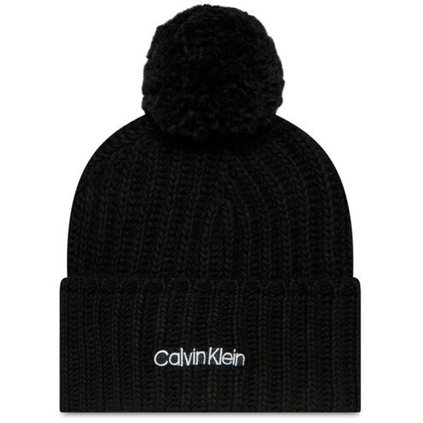 Calvin Klein Czapka Oversized Knit Beanie W/Pompom K60K608535 Czarny