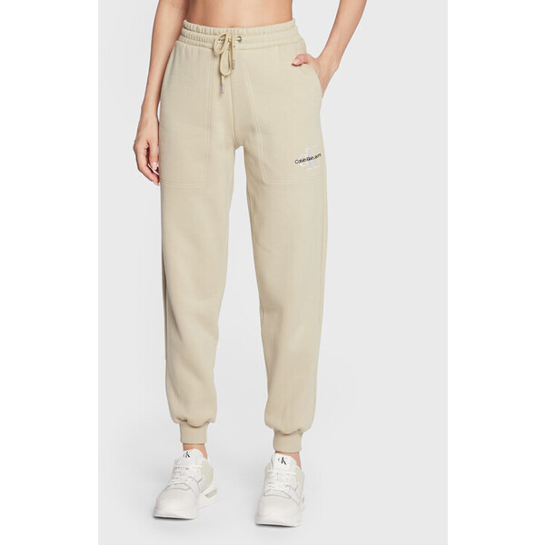 Calvin Klein Jeans Spodnie dresowe J20J218971 Beżowy Slim Fit
