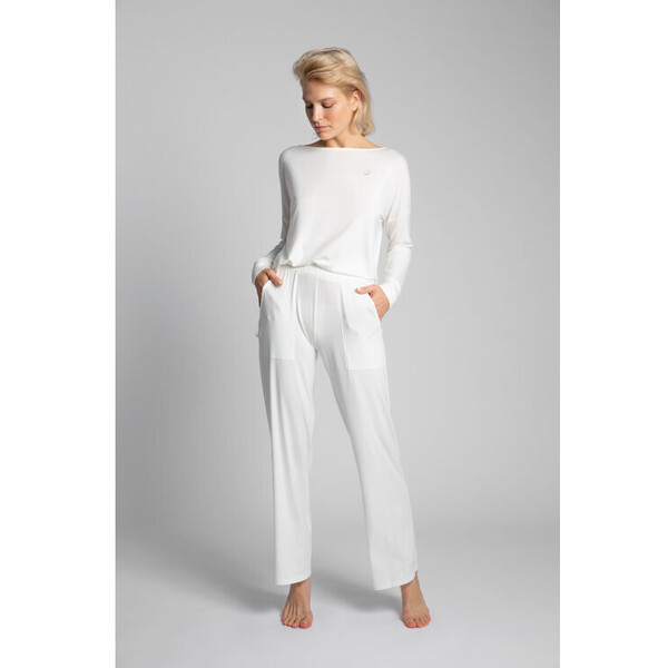 LaLupa Spodnie piżamowe LA028 Biały Comfortable Fit