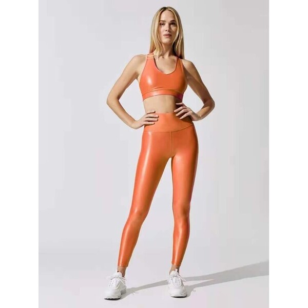 Evia Komplet top i legginsy OY216703 Pomarańczowy Regular Fit