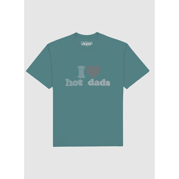 2005 T-Shirt i &lt;3 hot dads Zielony Oversize