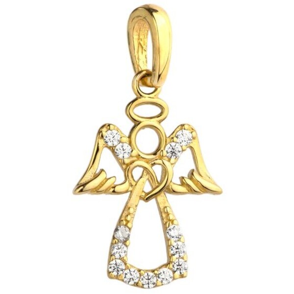 Fugart Naszyjnik Zawieszka złota anioł z cyrkoniami FUG6-4-Z00002-2 Złoty