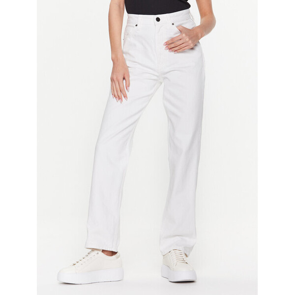 Calvin Klein Jeansy High Rise Straight K20K205166 Biały Regular Fit
