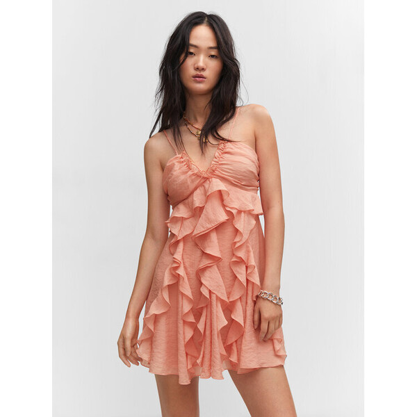 Mango Sukienka letnia Rufi 57073819 Koralowy Regular Fit