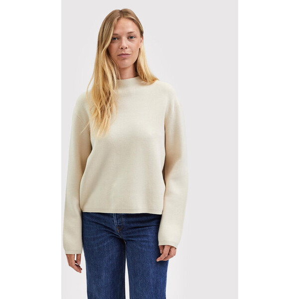 Selected Femme Sweter Merle 16085206 Beżowy Relaxed Fit