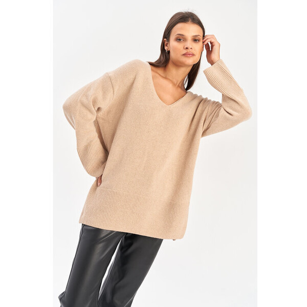lemoniade Sweter LS429 Beżowy Comfort Fit