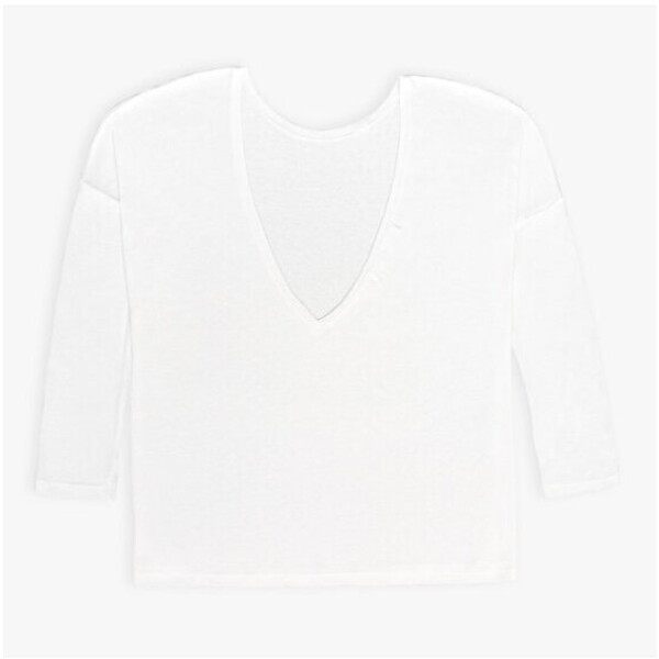 Celebrity T-Shirt Bluzka z wyciętymi Plecami Biała Biały Casual Fit