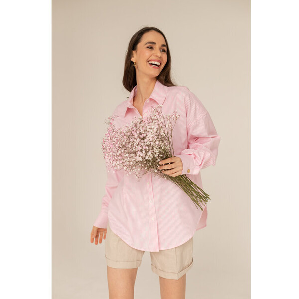 Entelier Koszula Classic Różowy Oversize