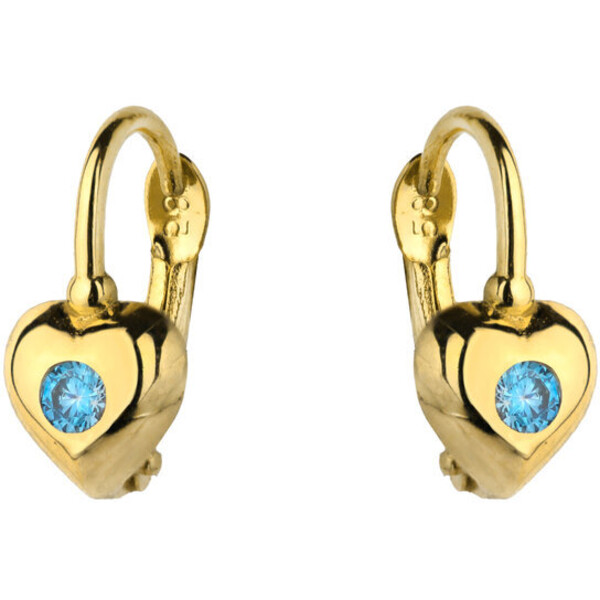 Fugart Kolczyki Kolczyki złote serca z niebieskimi cyrkoniami FUG7-25-K00600-2 Złoty