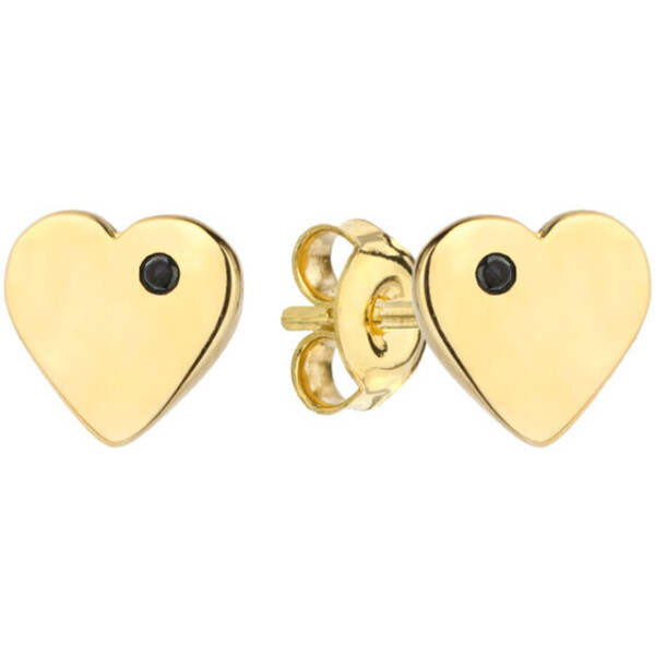 Fugart Kolczyki Kolczyki złote serca z czarnymi cyrkoniami FUG7-25-K00599-2 Złoty