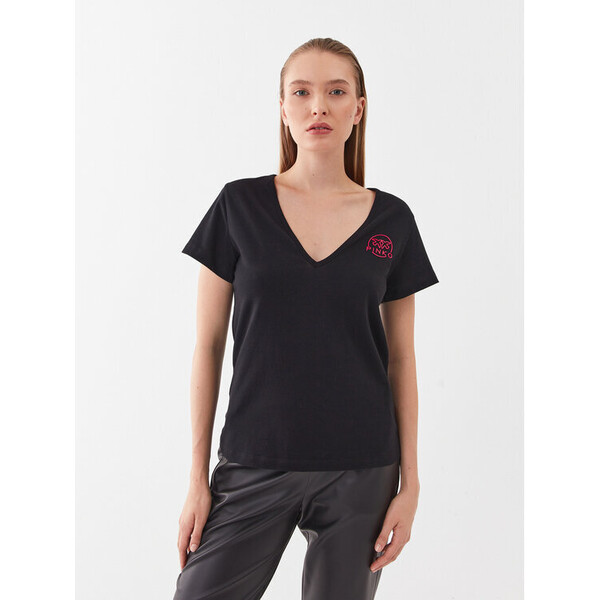 Pinko T-Shirt Turbato 100372 A151 Czarny Regular Fit