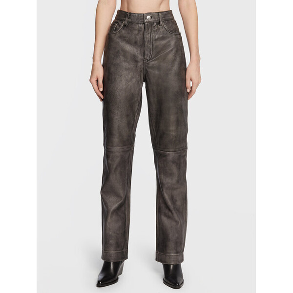 Remain Spodnie skórzane Lynn RM1819 Czarny Regular Fit