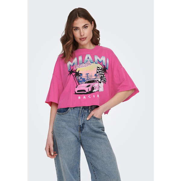 ONLY T-Shirt 15290548 Różowy Cropped Fit