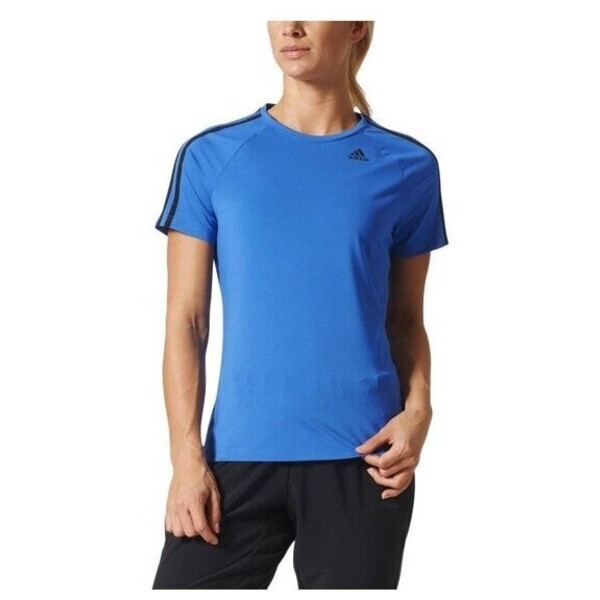 adidas T-Shirt D2M TEE 3S Niebieski Slim Fit