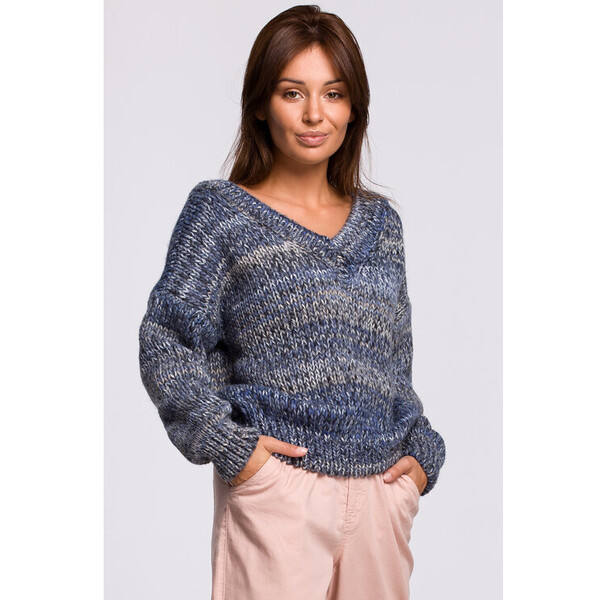 BeWear Sweter BK048 Niebieski Modern Fit