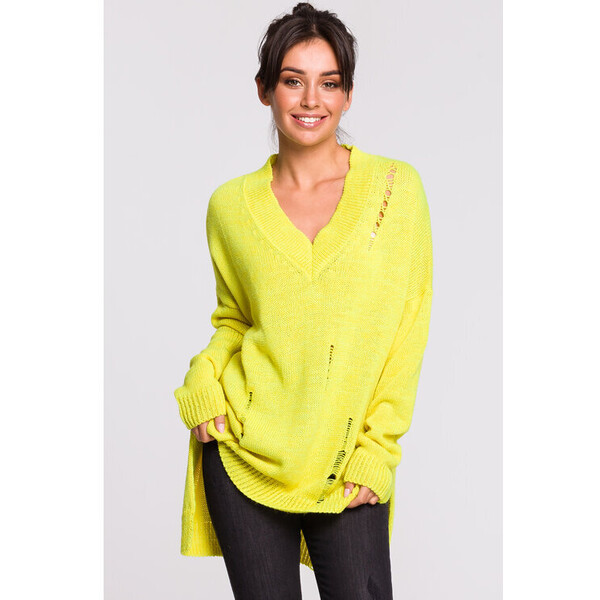 BeWear Sweter BK028 Żółty Modern Fit