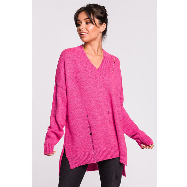 BeWear Sweter BK028 Różowy Modern Fit