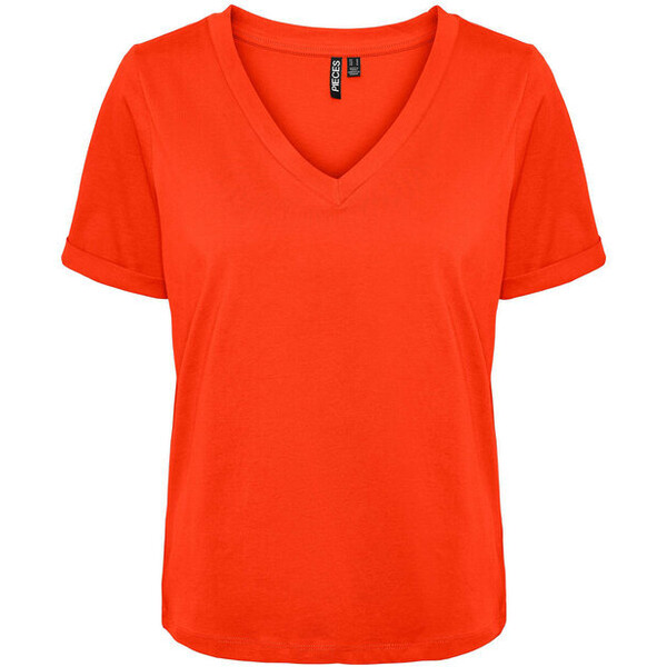 Pieces T-Shirt 17120455 Pomarańczowy Regular Fit
