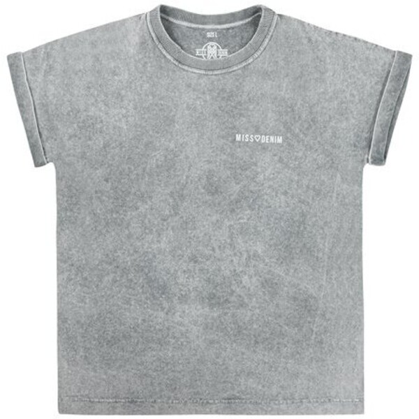 MissDenim T-Shirt Oversize Washed Tee Szary Oversize
