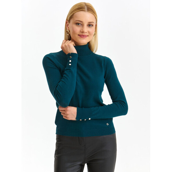 Top Secret Sweter SGO0243ZI Zielony Tight Fit