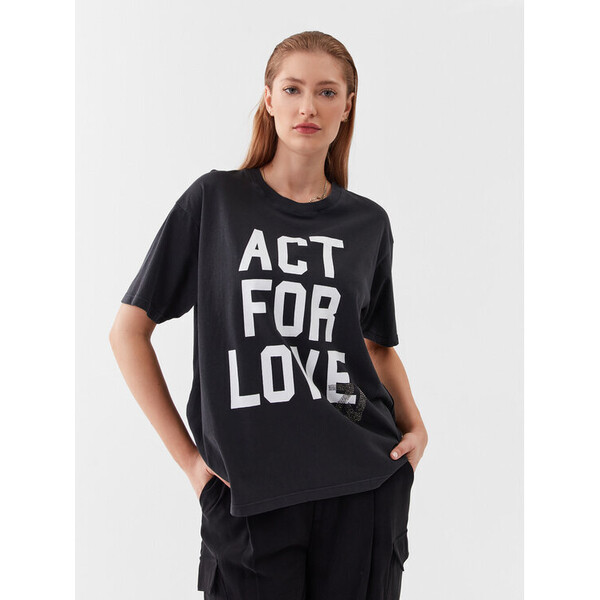 Zadig&Voltaire T-Shirt Brooxs Act For Love JWTS01522 Czarny Oversize