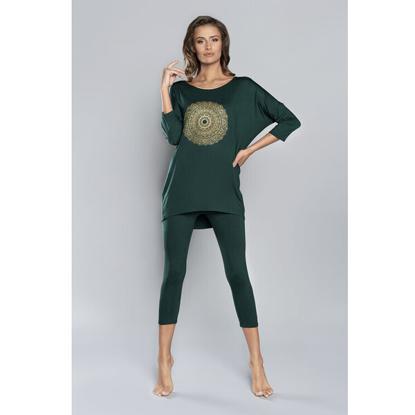 Italian Fashion Piżama Mandala Zielony Regular Fit