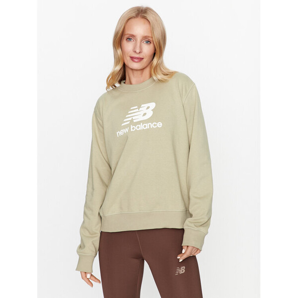 New Balance Bluza Essentials Stacked Logo French Terry Crewneck WT31532 Zielony Regular Fit