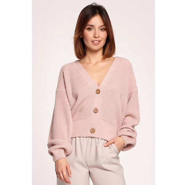 BeWear Sweter BK067 Różowy Modern Fit