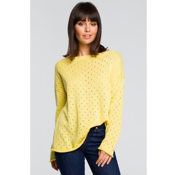 BeWear Sweter BK019 Żółty Modern Fit