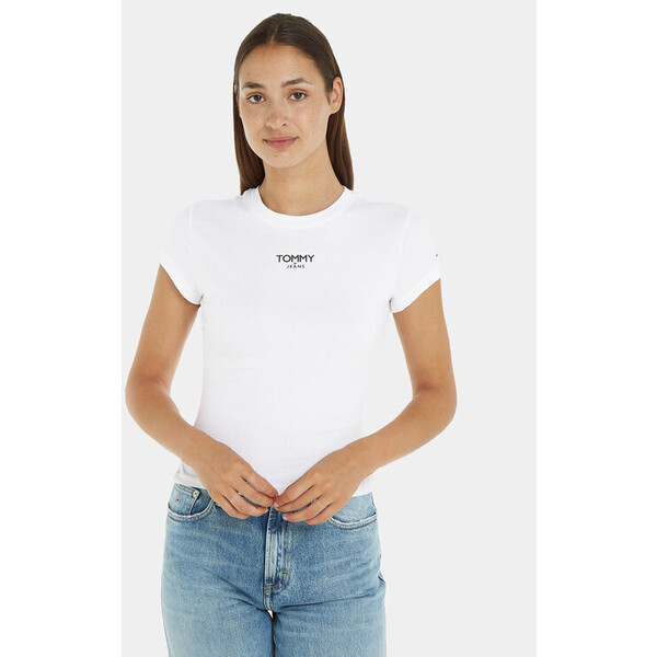 Tommy Jeans T-Shirt Bby Essential Logo DW0DW16435 Biały Slim Fit