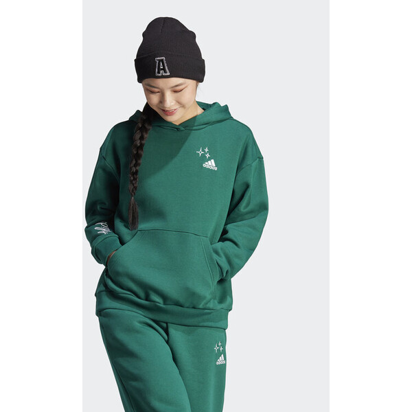 adidas Bluza Scribble Embroidery IJ8738 Zielony Loose Fit