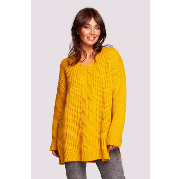 BeWear Sweter BK087 Żółty Modern Fit